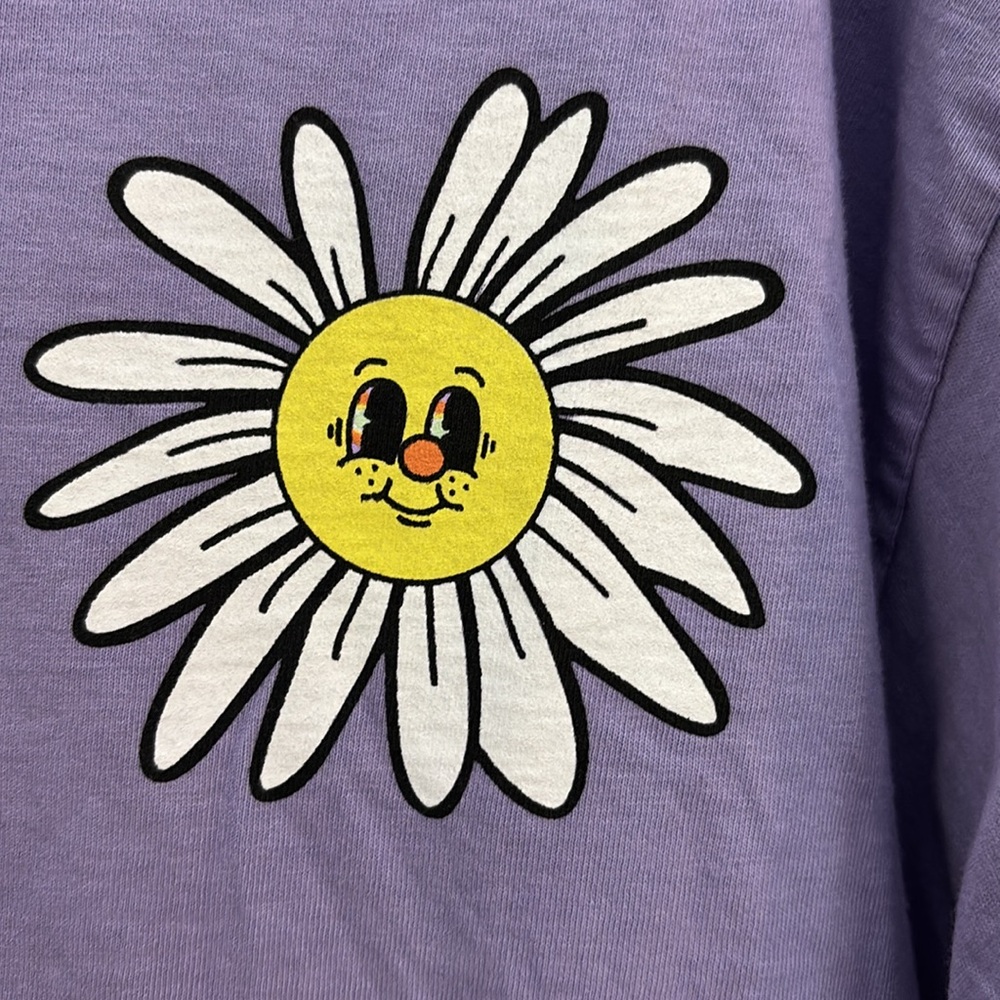 Unisex Purple T-Shirt with Smiley Daisy - size XL - Picture 3 of 8